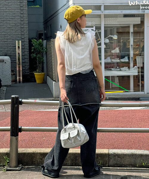 CIAOPANIC（チャオパニック）の「チュールレイヤードノースリーブロゴTシャツ（Tシャツ/カットソー・レディース・ブラック/オフホワイト/レッド・FREE）」の17枚目の写真