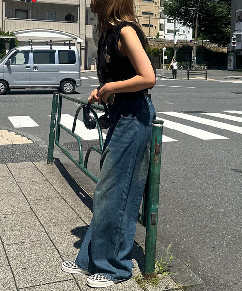 CIAOPANIC（チャオパニック）の「チュールレイヤードノースリーブロゴTシャツ（Tシャツ/カットソー・レディース・ブラック/オフホワイト/レッド・FREE）」の5枚目の写真