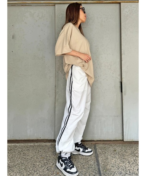 EGOIST(エゴイスト)の「ナイロンワッシャーラインワイドパンツ(その他パンツ・レディース・ブラック/ホワイト・FREE)」の18枚目の写真