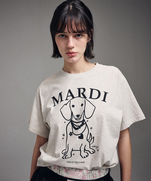 マルディメクルディ Mardi Mercredi Tシャツ SLIM TSHIRT SWING THE TAIL DDANJI 半袖 レディース 韓国 ファッション アパレル ダックスフント SLIM TSHIRT SWING THE TAIL DDANJI（Tシャツ/カットソー