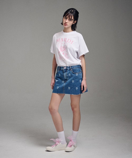 Mardi Mercredi 新デザイン「SWING THE DDANJI」 TSHIRT SWING THE TAIL DDANJI FLOWER NECKLACE_IVORY PINK