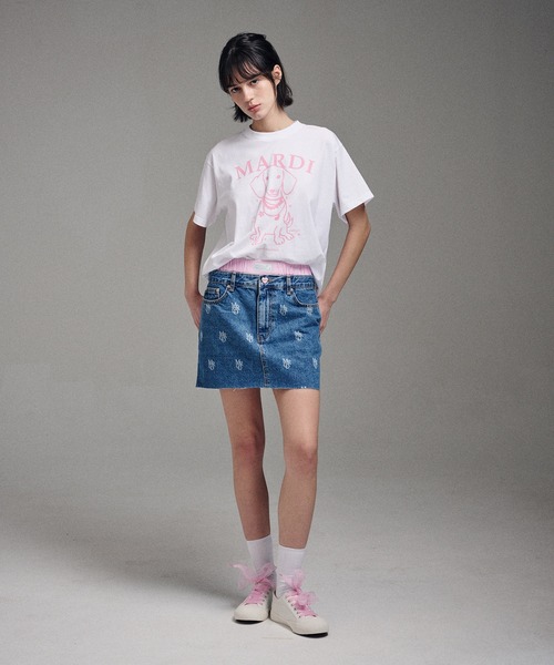 Mardi Mercredi（マルディメクルディ）の「TSHIRT SWING THE TAIL DDANJI PEARL NECKLACE（Tシャツ/カットソー・レディース・ホワイト×ピンク/ホワイト×グリーン/ベージュ系その他/ホワイト×ネイビー・FREE）」の20枚目の写真