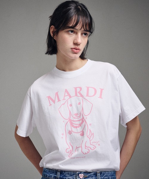 Mardi Mercredi（マルディメクルディ）の「TSHIRT SWING THE TAIL DDANJI PEARL NECKLACE（Tシャツ/カットソー・レディース・ホワイト×ピンク/ホワイト×グリーン/ベージュ系その他/ホワイト×ネイビー・FREE）」の21枚目の写真