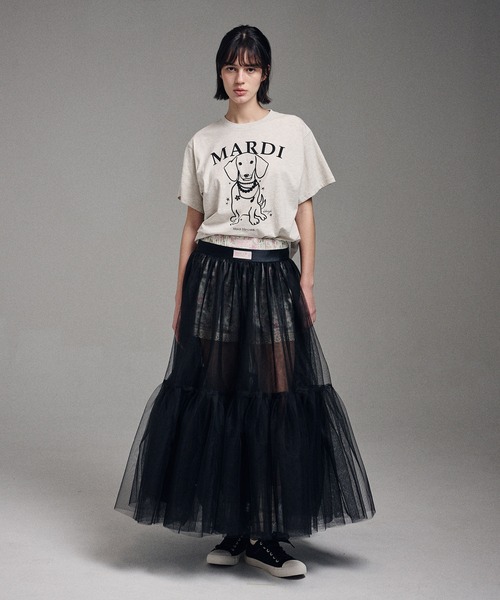 Mardi Mercredi（マルディメクルディ）の「TSHIRT SWING THE TAIL DDANJI PEARL NECKLACE（Tシャツ/カットソー・レディース・ホワイト×ピンク/ホワイト×グリーン/ベージュ系その他/ホワイト×ネイビー・FREE）」の8枚目の写真