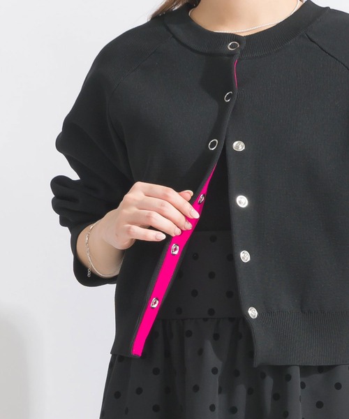 PICCIN（ピッチン）の「配色ドットボタンカーディガン（カーディガン/ボレロ・レディース・エメラルド/ブラック/アイボリー・M）」の3枚目の写真