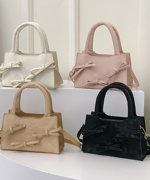 LAFFMO（ラフモ）の「3way リボンショルダーバッグ（ショルダーバッグ・レディース・ブラック/オフホワイト/ピンク/モカ・F）」の5枚目の写真