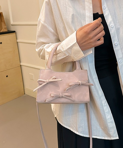 LAFFMO（ラフモ）の「3way リボンショルダーバッグ（ショルダーバッグ・レディース・ブラック/オフホワイト/ピンク/モカ・F）」の12枚目の写真