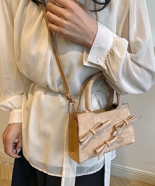 LAFFMO（ラフモ）の「3way リボンショルダーバッグ（ショルダーバッグ・レディース・ブラック/オフホワイト/ピンク/モカ・F）」の22枚目の写真