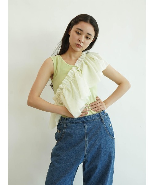 FIKA.(フィーカ)の「Multi ruffle cape(その他トップス・レディース・ブラック/オフホワイト・FREE)」の1枚目の写真