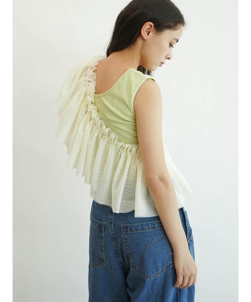 FIKA.(フィーカ)の「Multi ruffle cape(その他トップス・レディース・ブラック/オフホワイト・FREE)」の5枚目の写真