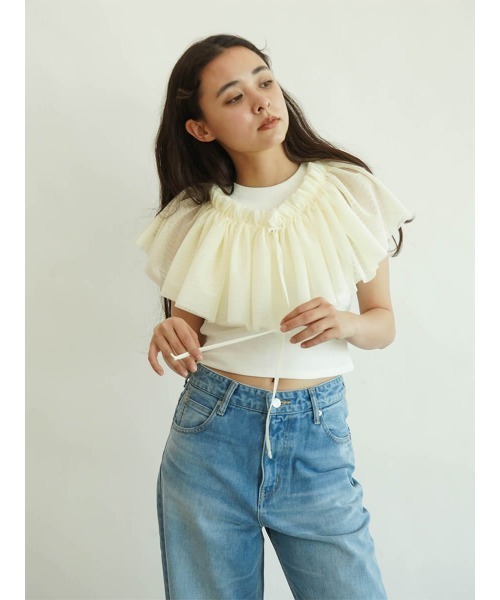 FIKA.(フィーカ)の「Multi ruffle cape(その他トップス・レディース・ブラック/オフホワイト・FREE)」の10枚目の写真