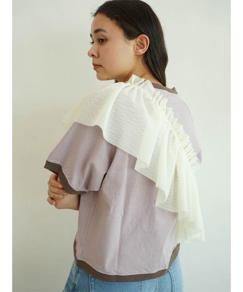 FIKA.(フィーカ)の「Multi ruffle cape(その他トップス・レディース・ブラック/オフホワイト・FREE)」の12枚目の写真