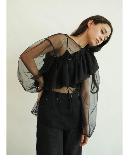 FIKA.(フィーカ)の「Multi ruffle cape(その他トップス・レディース・ブラック/オフホワイト・FREE)」の19枚目の写真