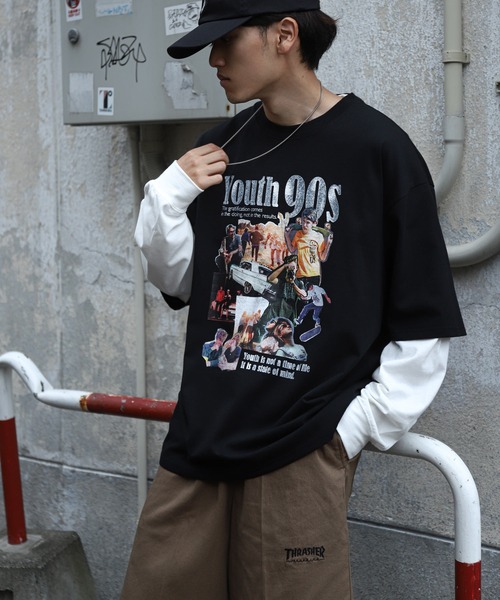 【SUPERSUB】90s グラフィティ 半袖 Tシャツ★韓国人気★ 追跡付 コラボレーション 90sグラフィティTシャツ - NAVY | YUMEKI