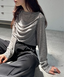 feepur（フェピュール）の「ギャザーボートネックシアーロンTee（Tシャツ/カットソー・レディース）」
