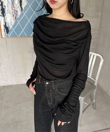 feepur（フェピュール）の「ギャザーボートネックシアーロンTee（Tシャツ/カットソー）」