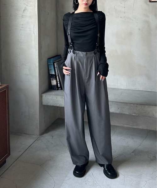 feepur（フェピュール）の「ギャザーボートネックシアーロンTee（Tシャツ/カットソー・レディース・ブラック/グレー/オフホワイト・MEDIUM）」の9枚目の写真