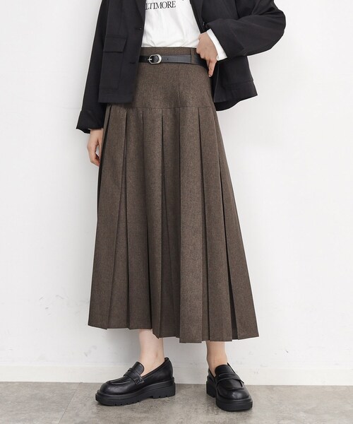 THE SHOP TK （ザ ショップ ティーケー ）の「◆ベルト付きプリーツスカート（スカート・レディース・カーキ系9/グレー系3・13/12）」の2枚目の写真