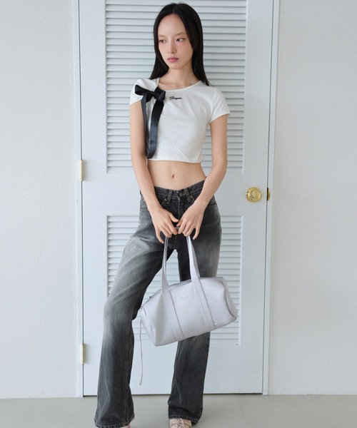 FCMM(エフシーエムエム)の「【日本限定】RIBBON CROP TEE/リボンクロップT(Tシャツ/カットソー・レディース・ブラック/ホワイト/ピンク・MEDIUM/SMALL)」の8枚目の写真