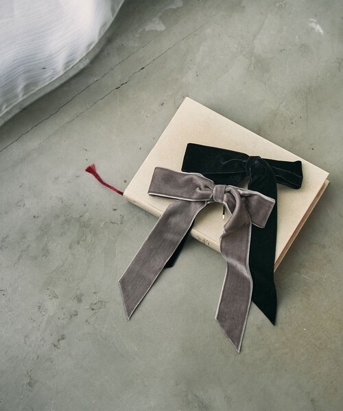 coen（コーエン）の「ベロアリボンヘアカフ（ヘアゴム・レディース・ブラック/グレー・FREE）」の5枚目の写真