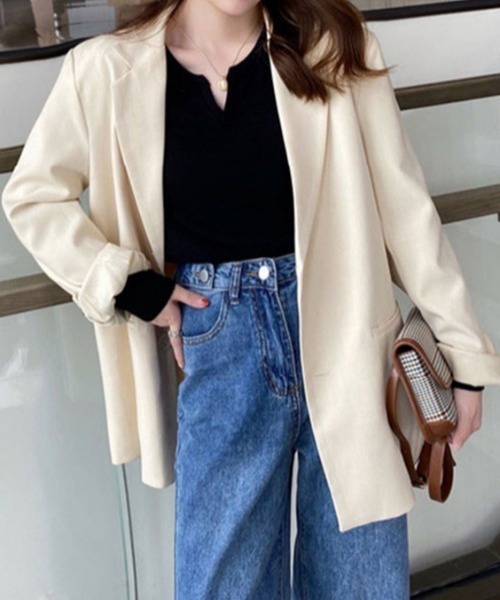 ECLIN（エクラン）の「キーネック長袖もちもちニットトップス（ニット/セーター・レディース・ホワイト/ベージュ/オレンジ/アイボリー/ブラック・FREE）」の10枚目の写真
