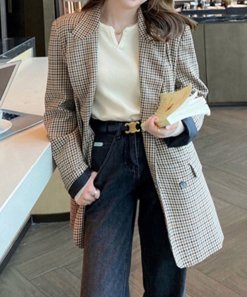 ECLIN（エクラン）の「キーネック長袖もちもちニットトップス（ニット/セーター・レディース・ホワイト/ベージュ/オレンジ/アイボリー/ブラック・FREE）」の17枚目の写真