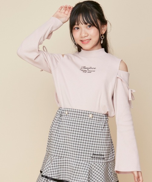 JENNI love（ジェニィラブ）の「肩あきリボンリブロンT（Tシャツ