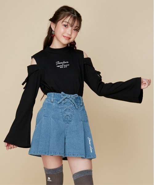 JENNI love（ジェニィラブ）の「肩あきリボンリブロンT（Tシャツ