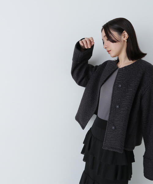 【セール】◇ノーカラーウェーブシャギーブルゾン（ブルゾン）｜NATURAL BEAUTY BASIC（ナチュラルビューティーベーシック）