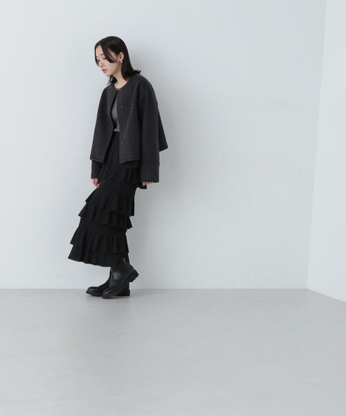 【セール】◇ノーカラーウェーブシャギーブルゾン（ブルゾン）｜NATURAL BEAUTY BASIC（ナチュラルビューティーベーシック）