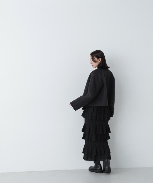 【セール】◇ノーカラーウェーブシャギーブルゾン（ブルゾン）｜NATURAL BEAUTY BASIC（ナチュラルビューティーベーシック）