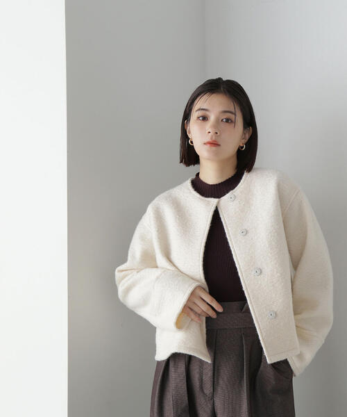 【セール】◇ノーカラーウェーブシャギーブルゾン（ブルゾン）｜NATURAL BEAUTY BASIC（ナチュラルビューティーベーシック）