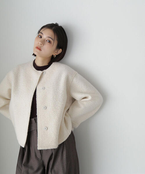 【セール】◇ノーカラーウェーブシャギーブルゾン（ブルゾン）｜NATURAL BEAUTY BASIC（ナチュラルビューティーベーシック）