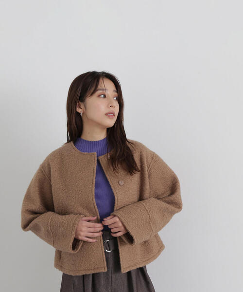 【セール】◇ノーカラーウェーブシャギーブルゾン（ブルゾン）｜NATURAL BEAUTY BASIC（ナチュラルビューティーベーシック）