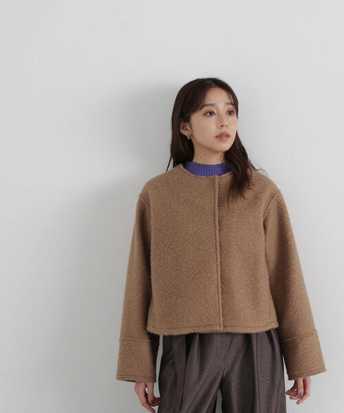 【セール】◇ノーカラーウェーブシャギーブルゾン（ブルゾン）｜NATURAL BEAUTY BASIC（ナチュラルビューティーベーシック）