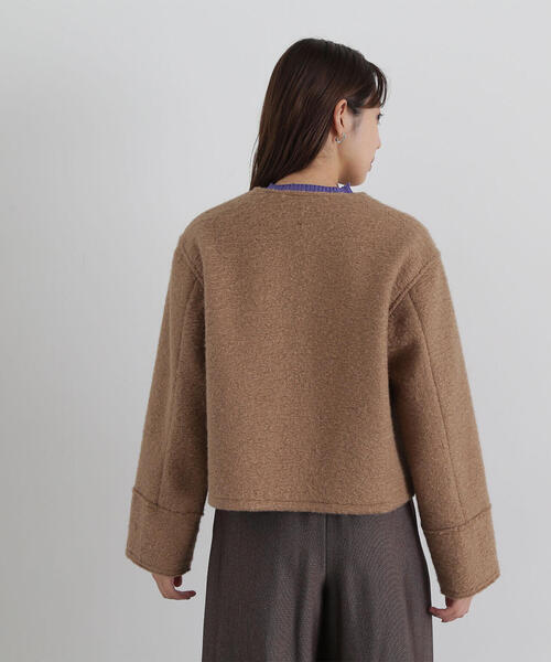 【セール】◇ノーカラーウェーブシャギーブルゾン（ブルゾン）｜NATURAL BEAUTY BASIC（ナチュラルビューティーベーシック）