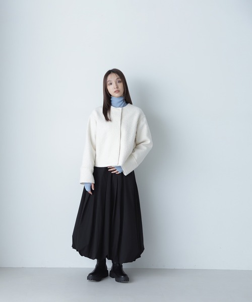 【セール】◇ノーカラーウェーブシャギーブルゾン（ブルゾン）｜NATURAL BEAUTY BASIC（ナチュラルビューティーベーシック）