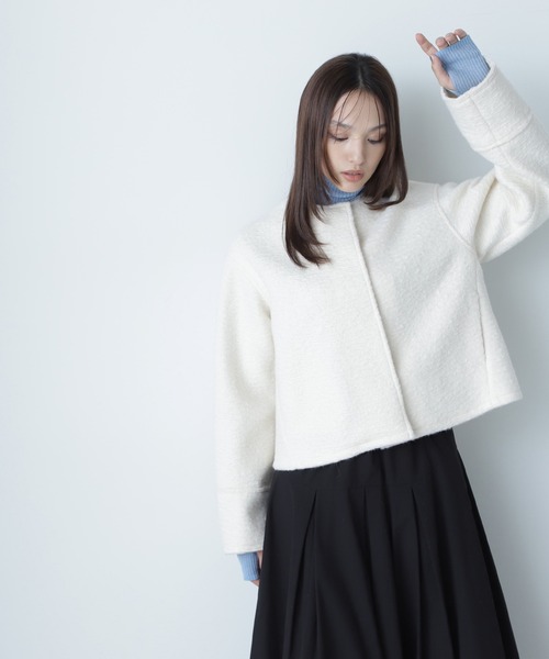 【セール】◇ノーカラーウェーブシャギーブルゾン（ブルゾン）｜NATURAL BEAUTY BASIC（ナチュラルビューティーベーシック）