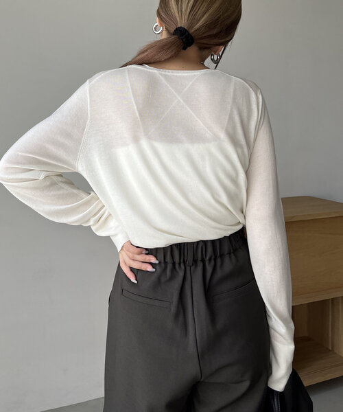 CAPRICIEUX LE'MAGE（カプリシューレマージュ）の「ウール混ニットロンT（ニット/セーター・レディース・グレー/オフホワイト/ベージュ/ブラック・FREE）」の10枚目の写真