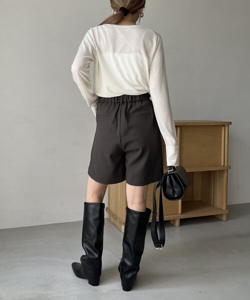 CAPRICIEUX LE'MAGE（カプリシューレマージュ）の「ウール混ニットロンT（ニット/セーター・レディース・グレー/オフホワイト/ベージュ/ブラック・FREE）」の12枚目の写真