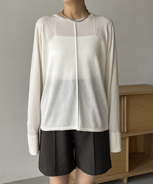 CAPRICIEUX LE'MAGE（カプリシューレマージュ）の「ウール混ニットロンT（ニット/セーター・レディース・グレー/オフホワイト/ベージュ/ブラック・FREE）」の13枚目の写真