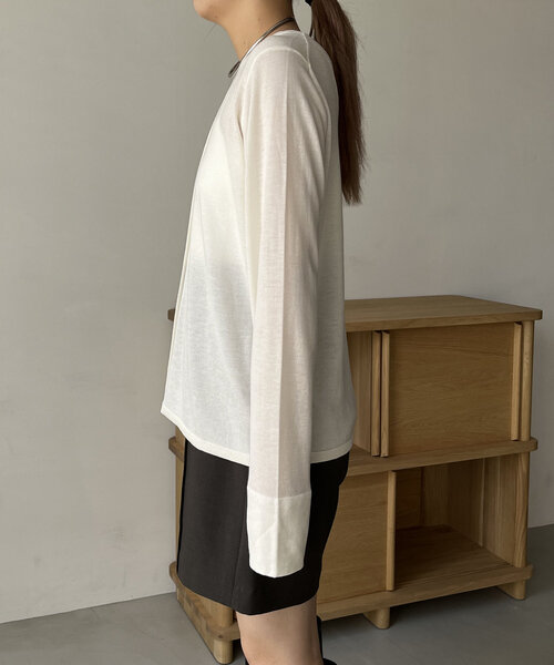 CAPRICIEUX LE'MAGE（カプリシューレマージュ）の「ウール混ニットロンT（ニット/セーター・レディース・グレー/オフホワイト/ベージュ/ブラック・FREE）」の14枚目の写真