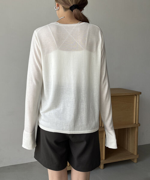 CAPRICIEUX LE'MAGE（カプリシューレマージュ）の「ウール混ニットロンT（ニット/セーター・レディース・グレー/オフホワイト/ベージュ/ブラック・FREE）」の15枚目の写真