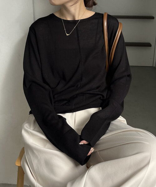 CAPRICIEUX LE'MAGE（カプリシューレマージュ）の「ウール混ニットロンT（ニット/セーター・レディース・グレー/オフホワイト/ベージュ/ブラック・FREE）」の21枚目の写真