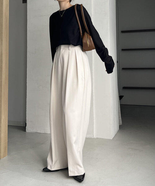 CAPRICIEUX LE'MAGE（カプリシューレマージュ）の「ウール混ニットロンT（ニット/セーター・レディース・グレー/オフホワイト/ベージュ/ブラック・FREE）」の22枚目の写真