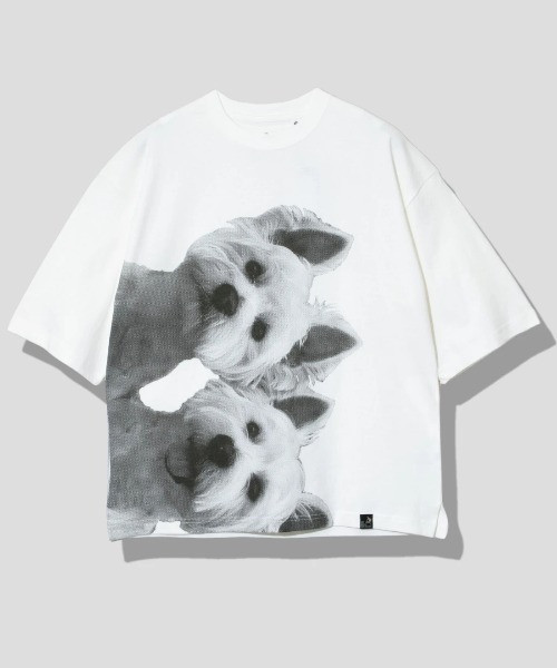 go slow caravan（ゴースローキャラバン）の「USA/C テリア犬BIG６分袖TEE（Tシャツ/カットソー・メンズ・ホワイト/ブルー/サーモンピンク・X-LARGE/LARGE/MEDIUM）」の3枚目の写真