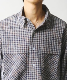 Adoon plain | シアサッカーチェックロングシャツ(シャツ/ブラウス)