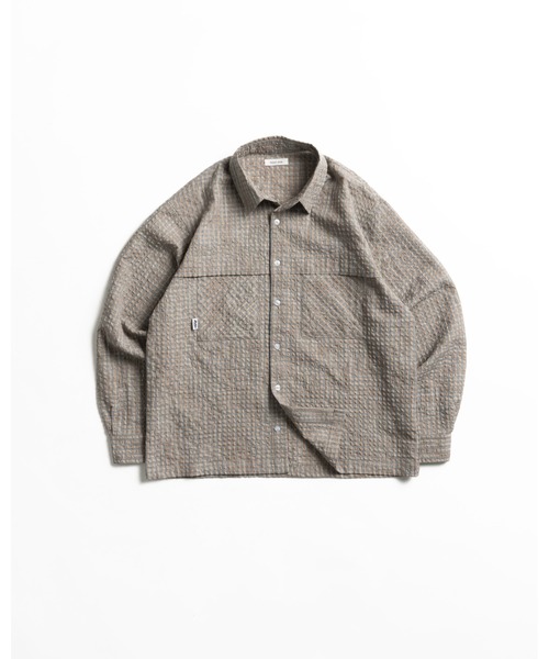 Adoon plain（アドーンプレーン）の「シアサッカーチェックロングシャツ（シャツ/ブラウス・メンズ・ブルー/ブラウン・LARGE/MEDIUM）」の7枚目の写真