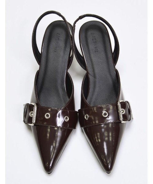 Re:EDIT（リエディ）の「[2024AW SHOES COLLECTION][大きいサイズ有]太ベルトデザインポインテッドトゥミュール（パンプス・レディース・ブラック/ダークブラウン/レッド系その他・SMALL/MEDIUM/LARGE/X-LARGE）」の6枚目の写真