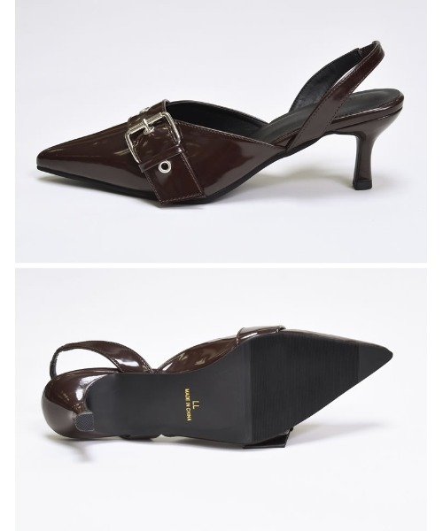 Re:EDIT（リエディ）の「[2024AW SHOES COLLECTION][大きいサイズ有]太ベルトデザインポインテッドトゥミュール（パンプス・レディース・ブラック/ダークブラウン/レッド系その他・SMALL/MEDIUM/LARGE/X-LARGE）」の7枚目の写真